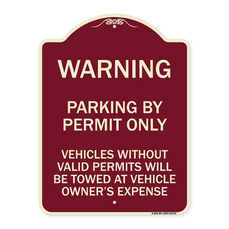 Signmission Warning Parking by Permit Vehicles w/o Valid Permits Towed Vehicl Alum, 24" x 18", BU-1824-22714 A-DES-BU-1824-22714